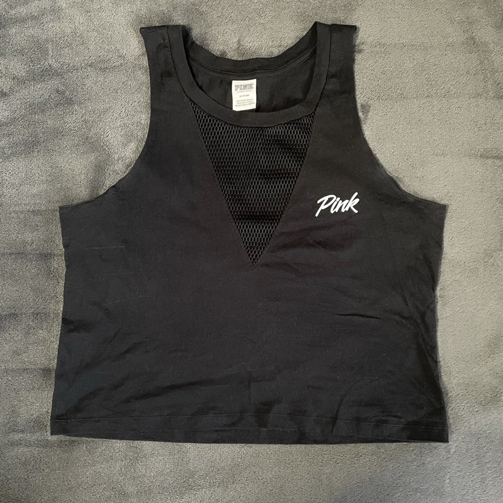 VS PINK Mesh Deep V Neck Crop Top - Size M